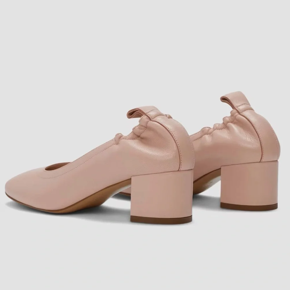 Everlane The Day Heel Blush Pink Leather Block Heel Size 9 Sustainable NWOB
